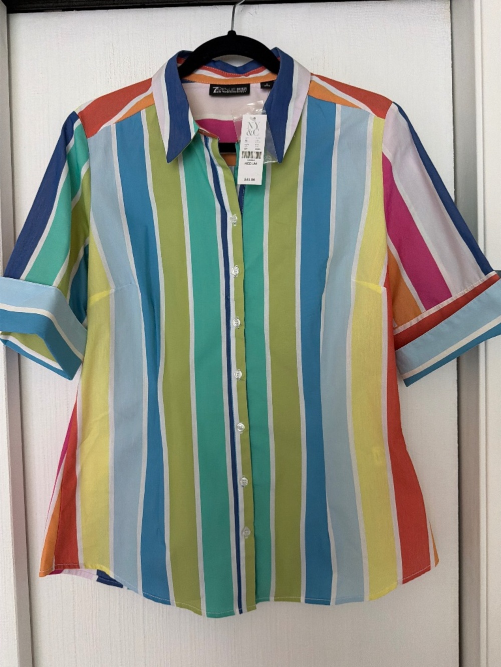 New York & Company Women’s Multicolor Striped Button-Up Shirt Size M NWT